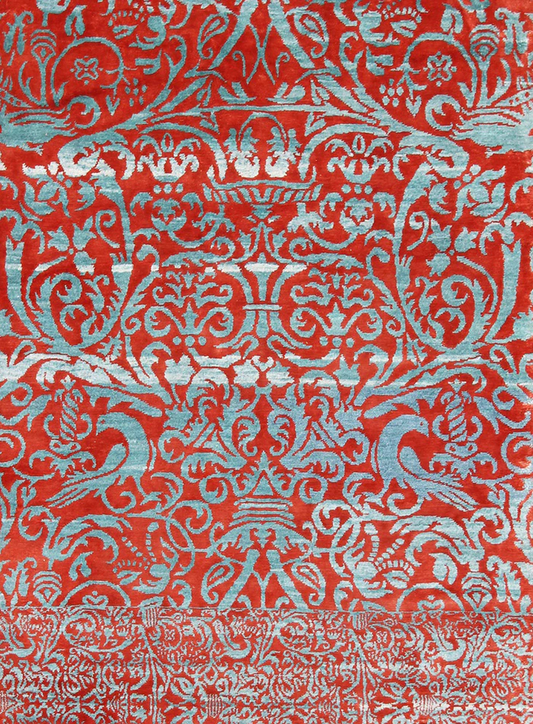 Red and Gray Premium Design Hand-Tufted Rug-Bisha Rugs