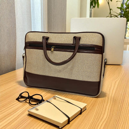 Handcrafted Jute & Leather Laptop Bag – Durable Office & Travel Briefcase