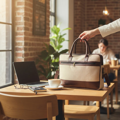 Handcrafted Jute & Leather Laptop Bag – Durable Office & Travel Briefcase
