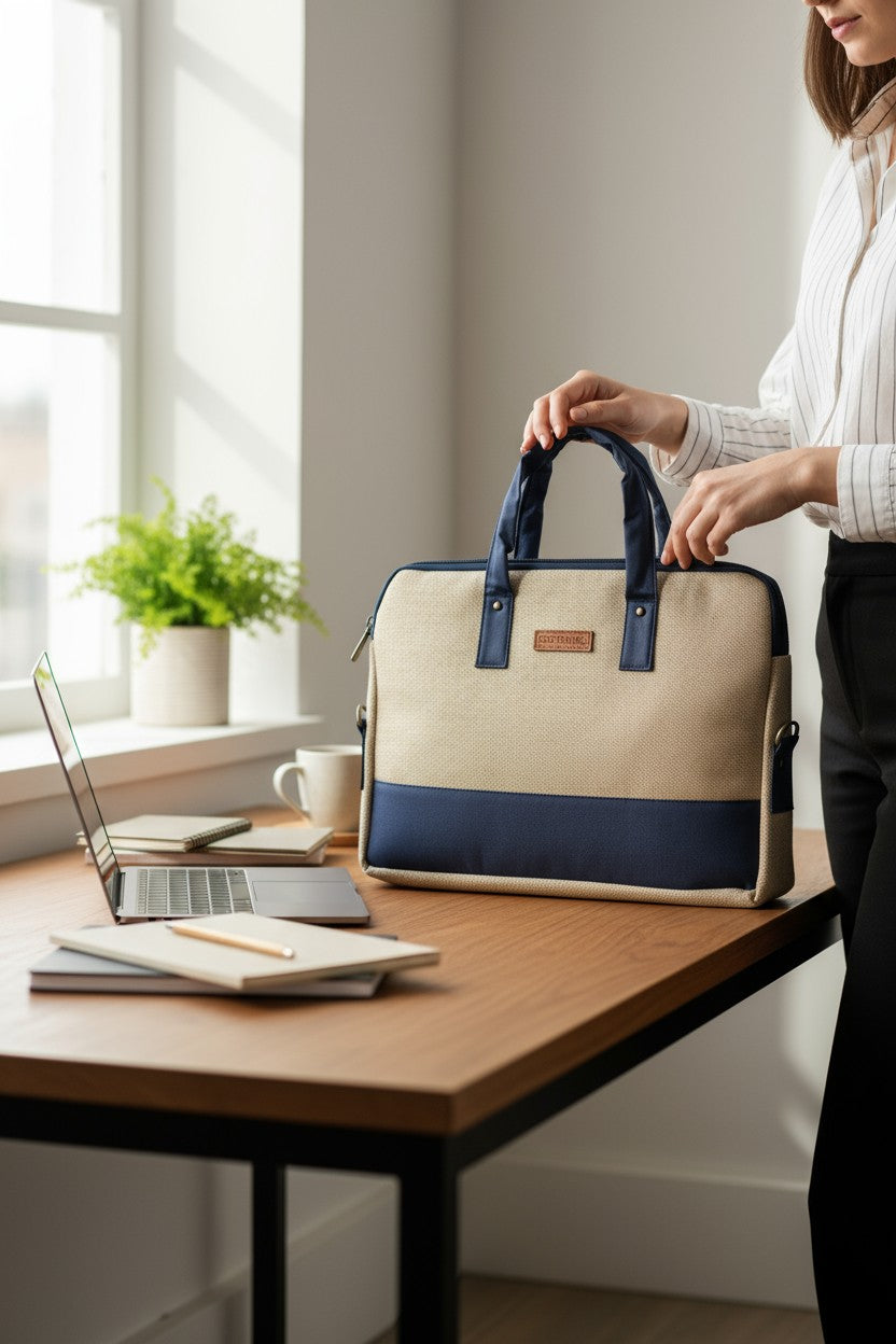 Minimalist Jute Laptop Bag – Perfect Balance of Elegance & Everyday Utility