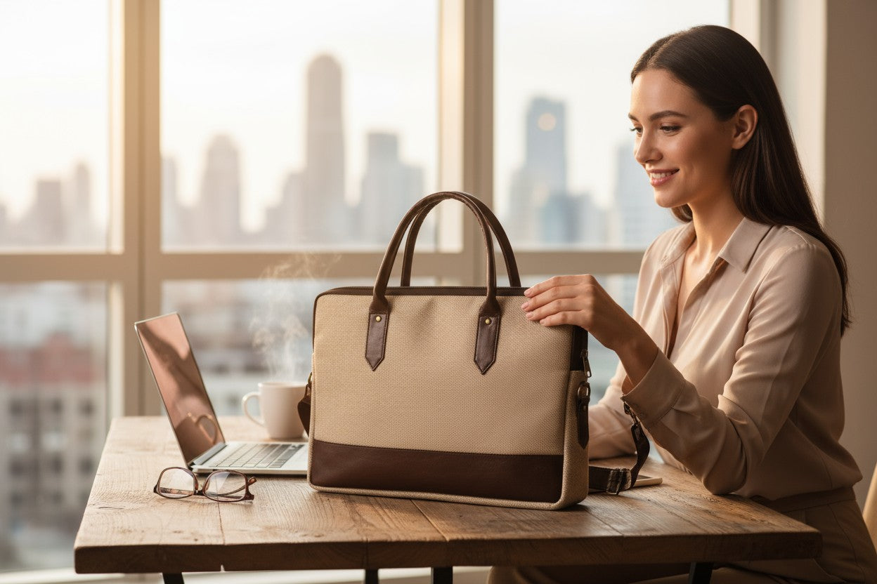 Stylish Jute Laptop Bag – For Office Days, Coffee Dates & Weekend Getaways