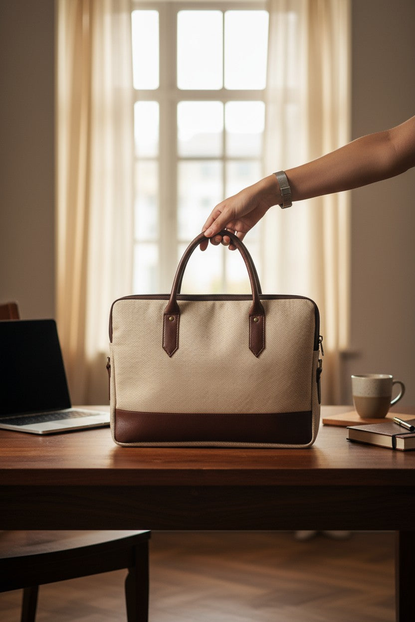 Stylish Jute Laptop Bag – For Office Days, Coffee Dates & Weekend Getaways