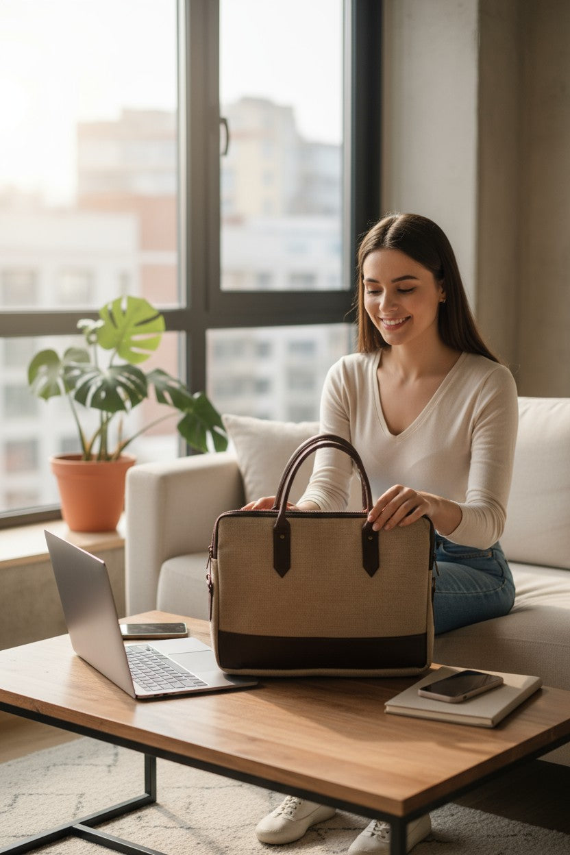 Stylish Jute Laptop Bag – For Office Days, Coffee Dates & Weekend Getaways