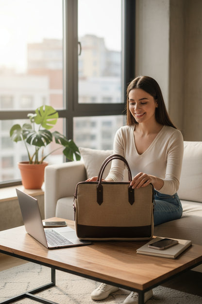 Stylish Jute Laptop Bag – For Office Days, Coffee Dates & Weekend Getaways