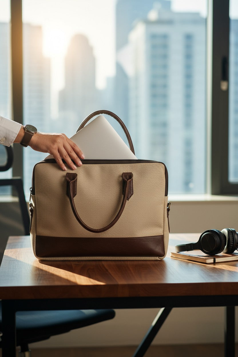 Stylish Jute Laptop Bag – For Office Days, Coffee Dates & Weekend Getaways