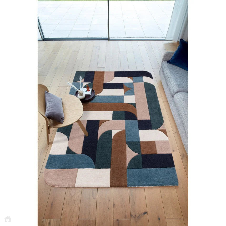Klotski Geometrical  Rug For living room in Multicolor -Bisha Rugs
