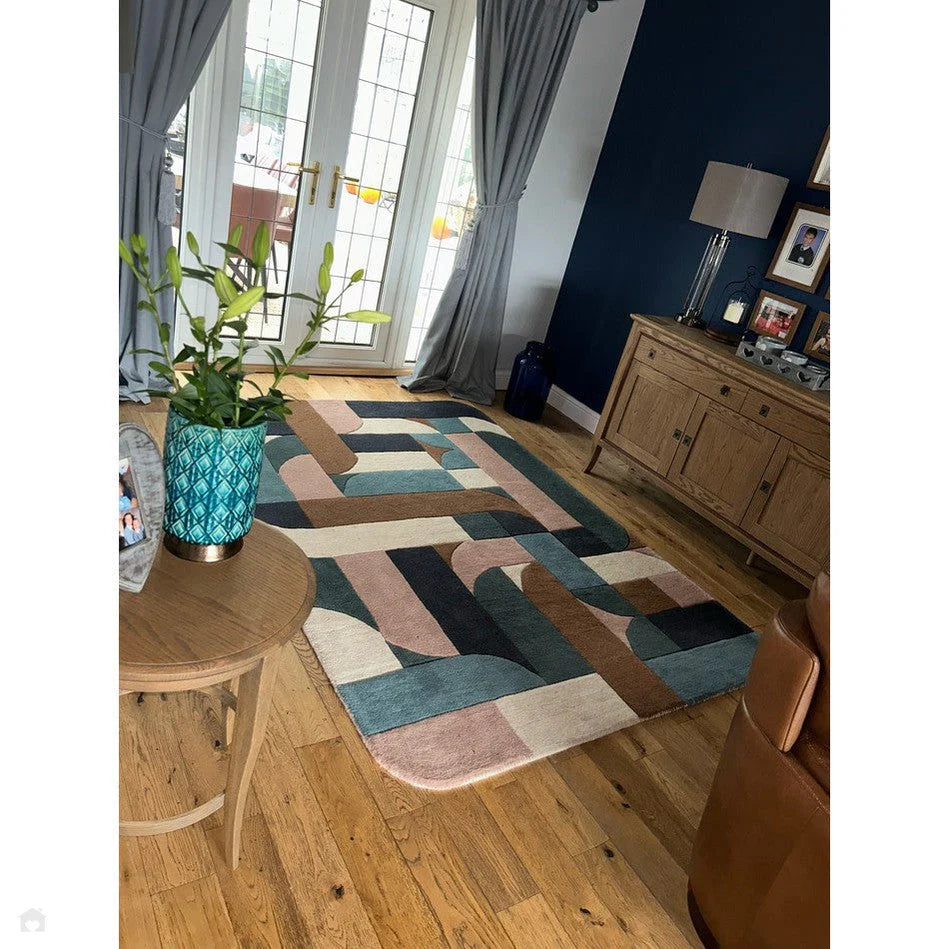 Klotski Geometrical  Rug For living room in Multicolor -Bisha Rugs