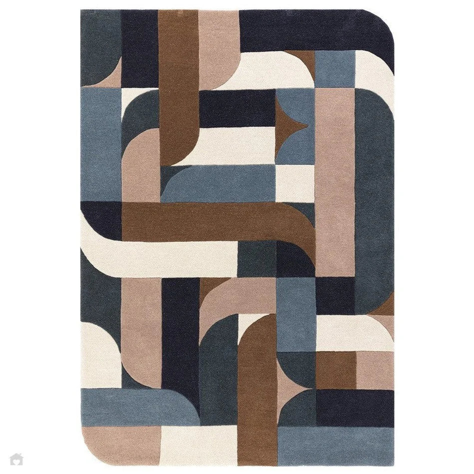 Klotski Geometrical  Rug For living room in Multicolor -Bisha Rugs