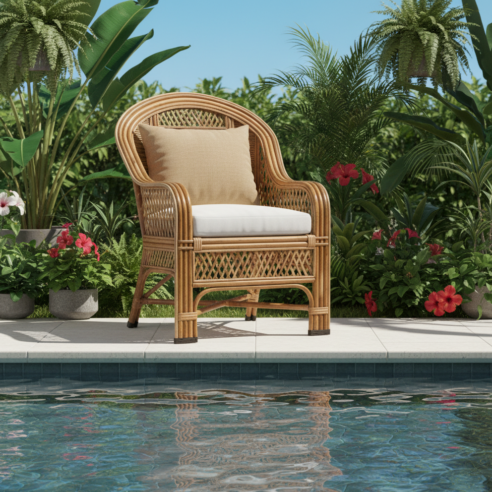 Circular Lattice Wicker Lounge Chair