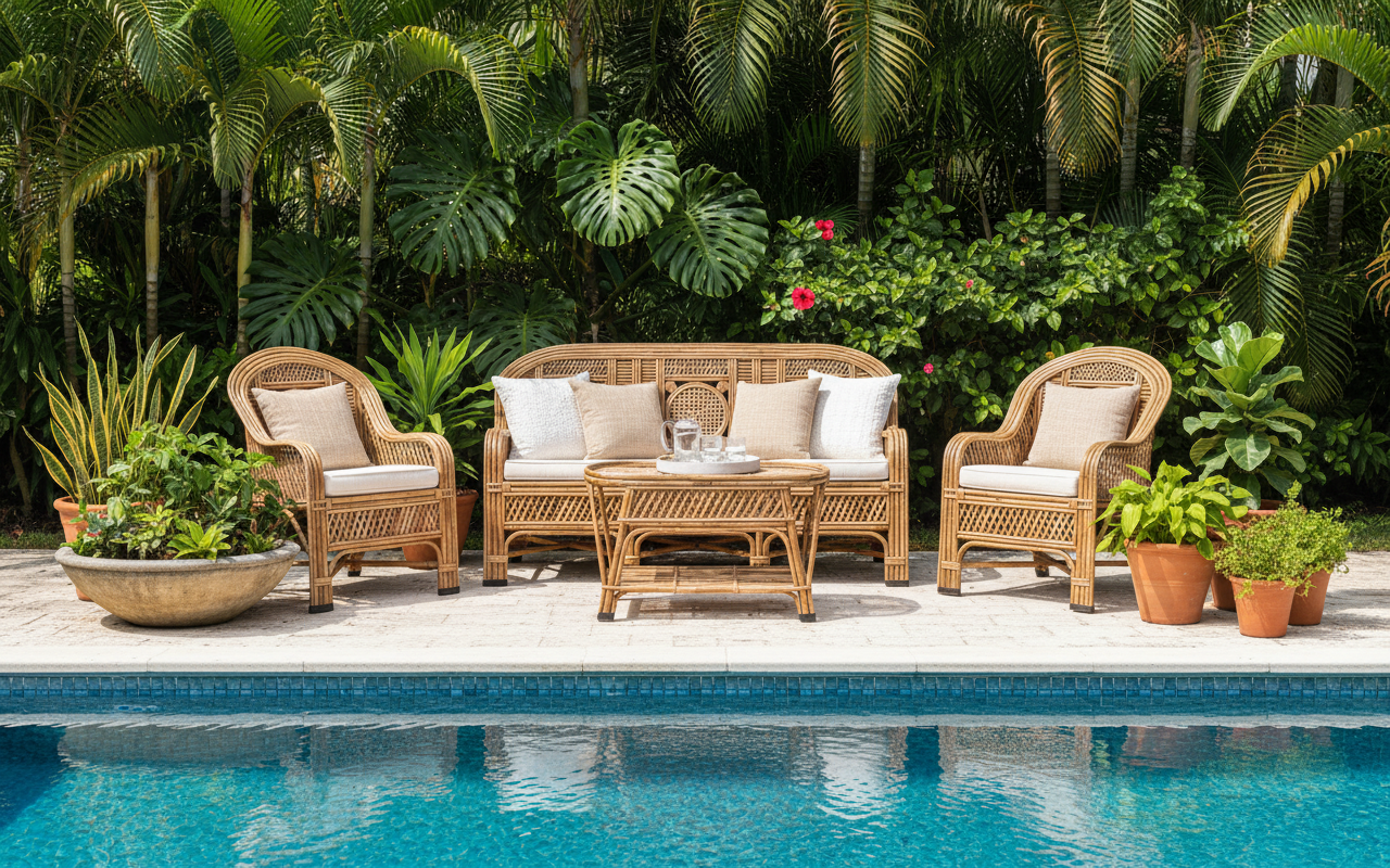 The Heritage Circle-Back Wicker Lounge