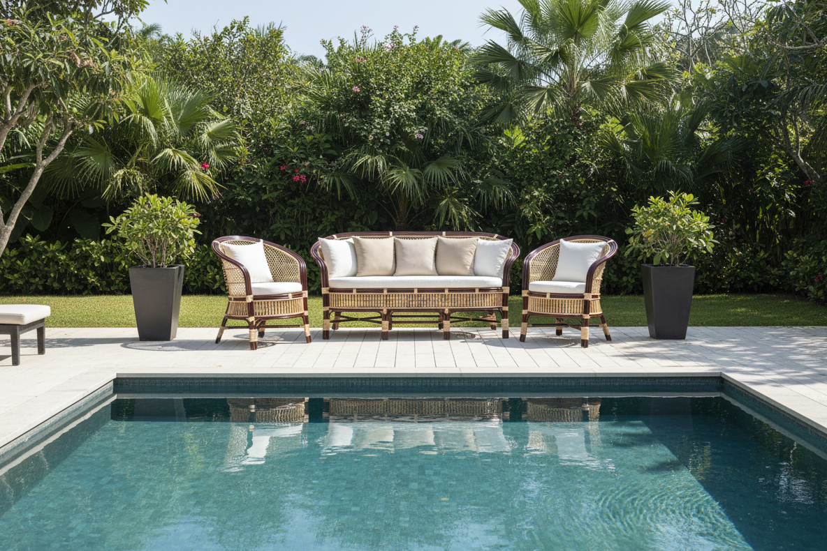 The Mahogany Edge Wicker Lounge Set