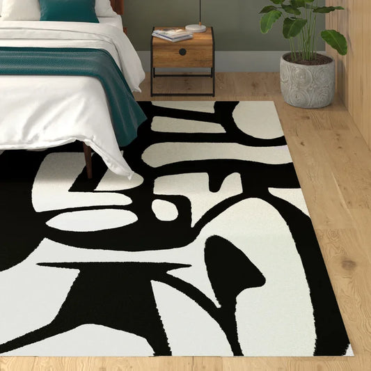 Black and White Geomatrical Design Rug