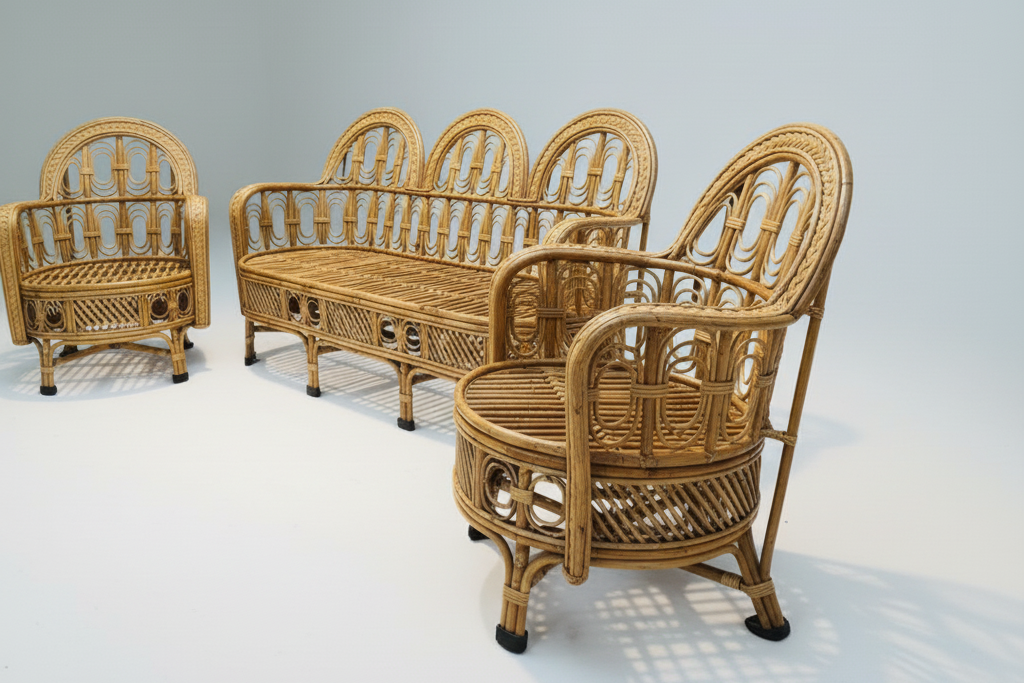 Triple-Arch Rattan Living Set