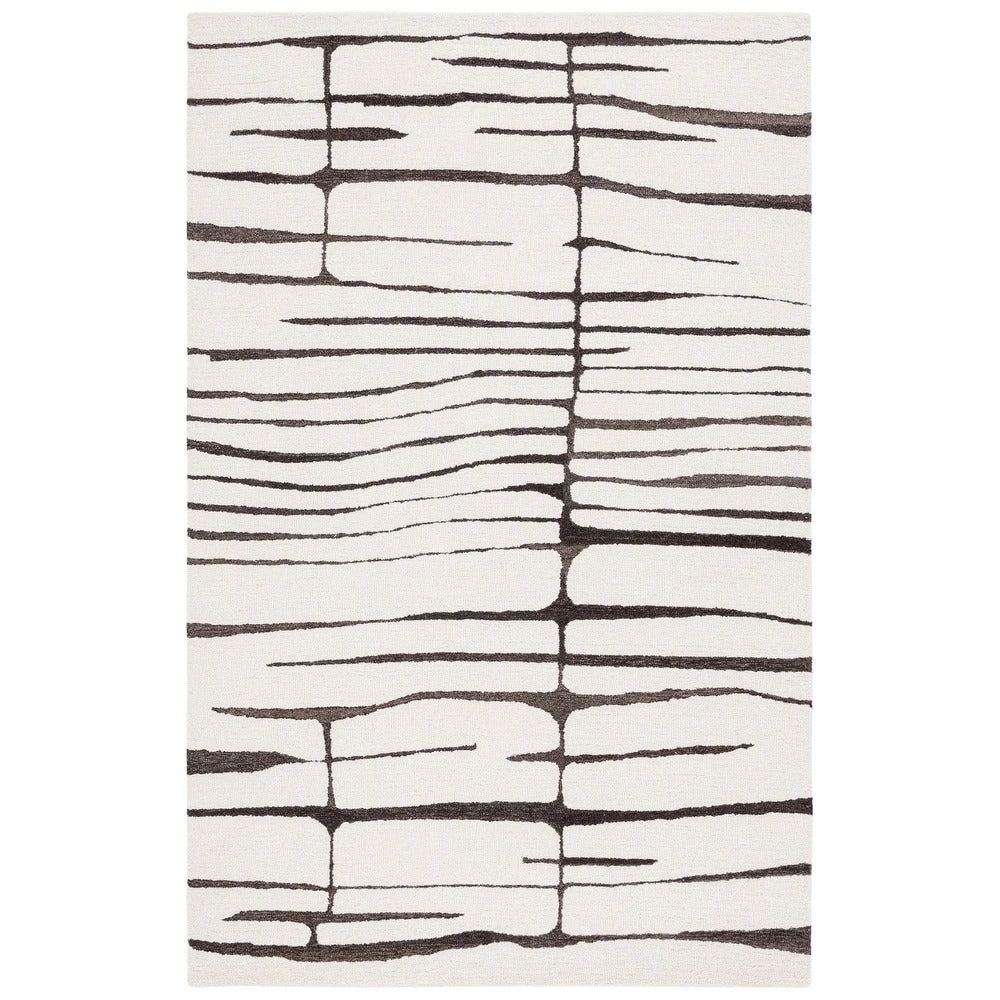 White and Brown Modern Design Rug-BIsha Rugs