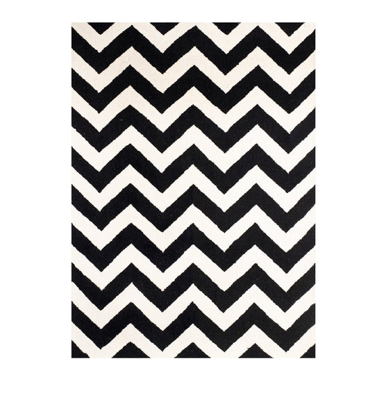 Blank and white Geometrical Design Hand-Tufted Area Rug