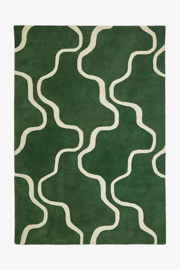 Classic Green & White Design Hand-Tufted Rug-Bisha Rugs
