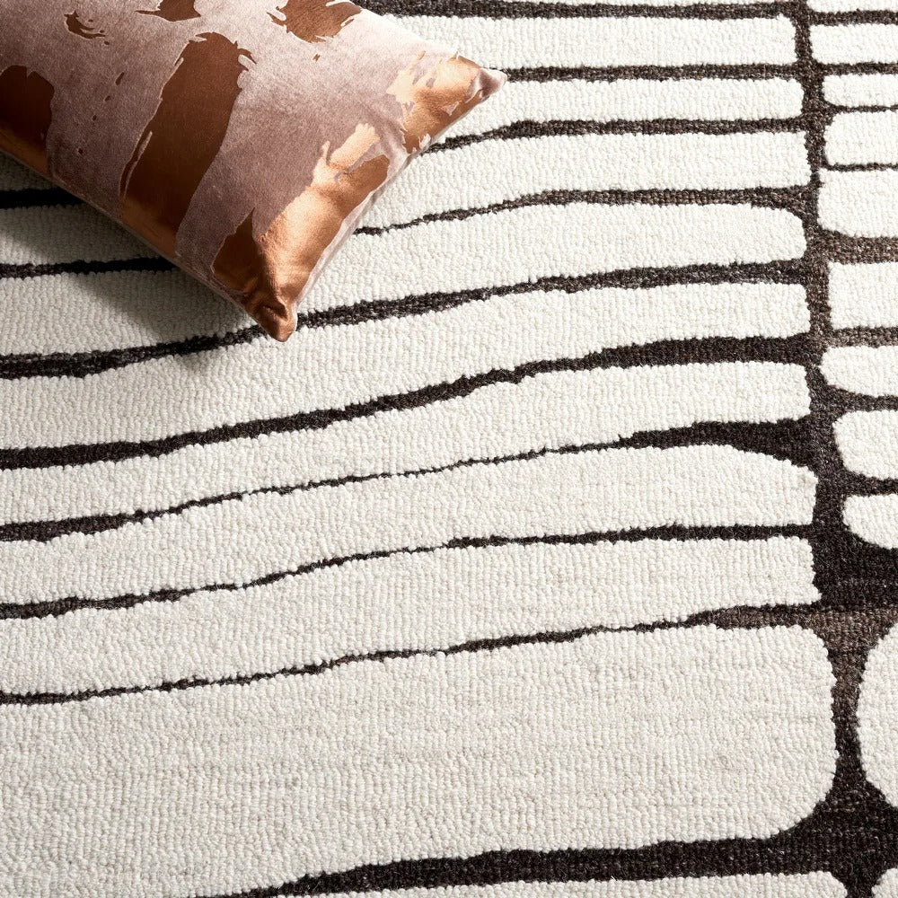 White and Brown Modern Design Rug-BIsha Rugs