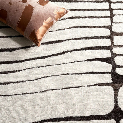 White and Brown Modern Design Rug-BIsha Rugs