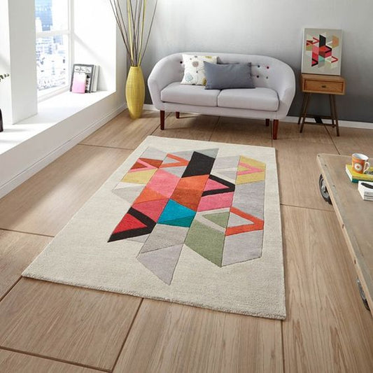 Multicolors Modern Hand Tufted Woolen Area Rug-bisha-rugs