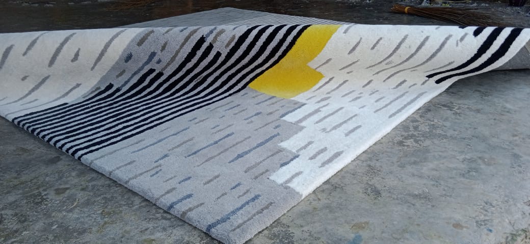 Yellow and Gray Color Classic Design Rug