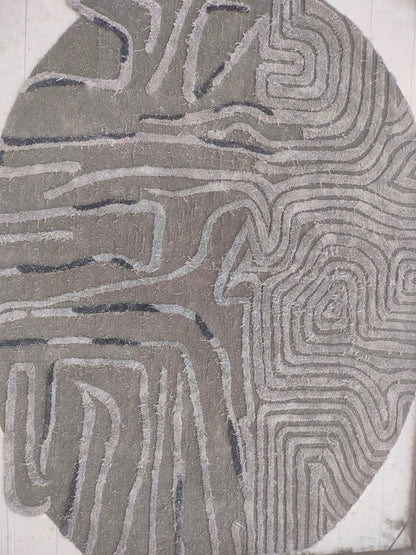 Gray Color Irregular Design Area Rug