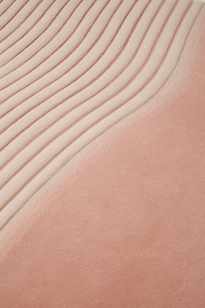 Peach And Cream Color Contour Design Area Rug - Bisha Rugs