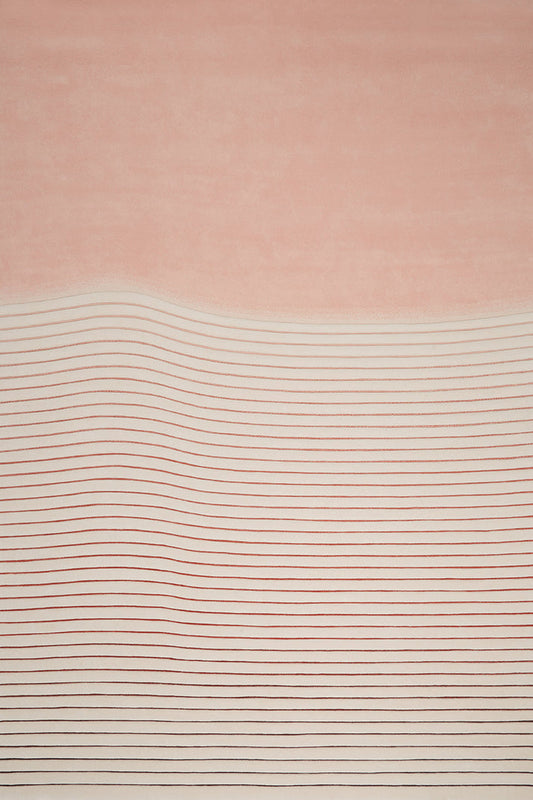 Peach And Cream Color Contour Design Area Rug - Bisha Rugs