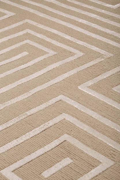 Grave Beige Color Geometric Design Hand-Tufted Area Rug-bisha-rugs