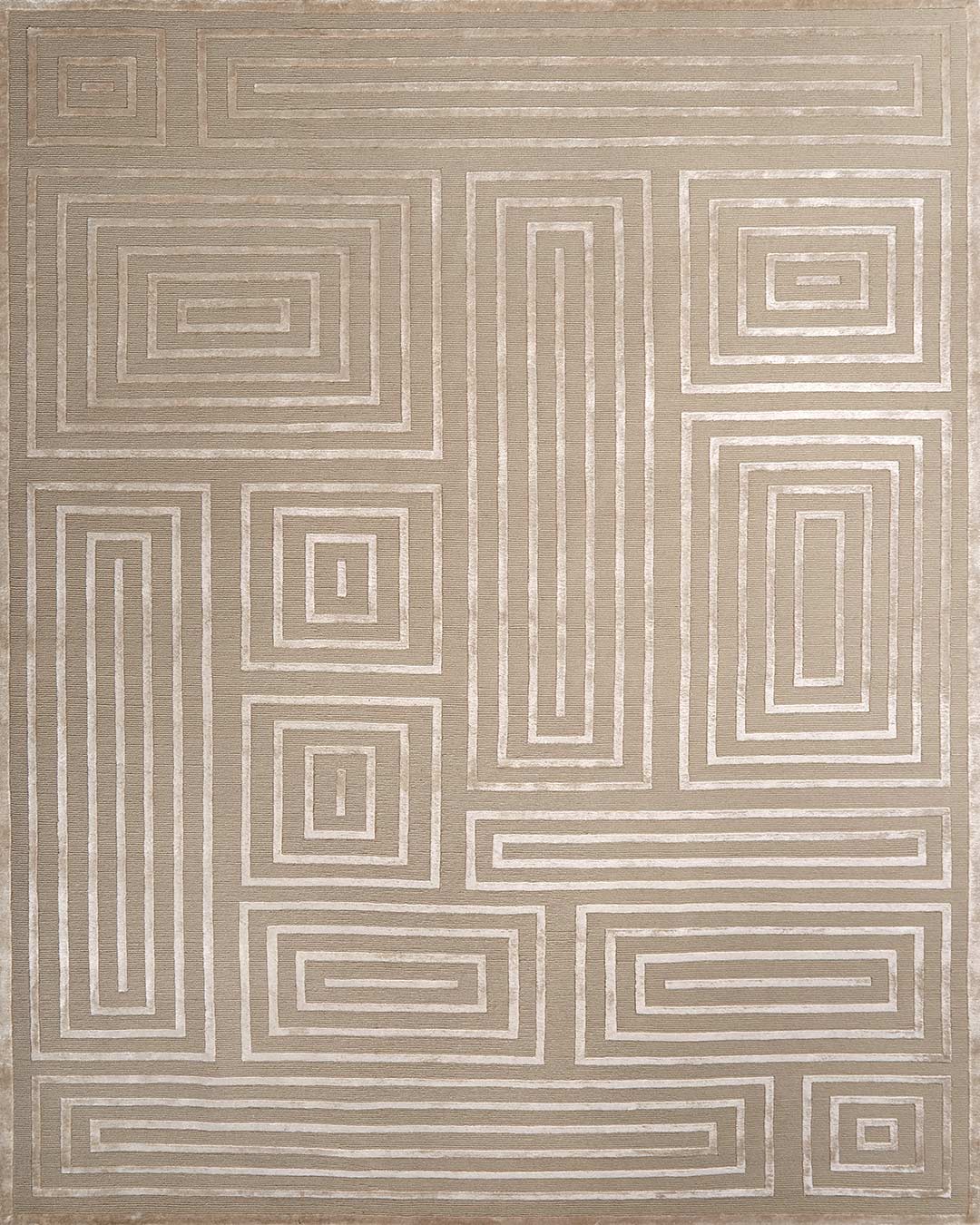 Grave Beige Color Geometric Design Hand-Tufted Area Rug-bisha-rugs