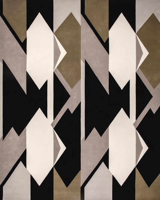 Golden Geometric Modern Area Rug-Bisha Rugs