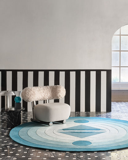 Mezza Luna Geometric Design Hand-Tufted Round Rug-bisha-rugs