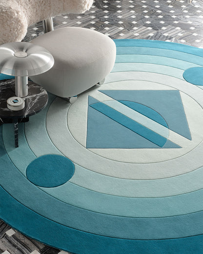 Mezza Luna Geometric Design Hand-Tufted Round Rug-bisha-rugs