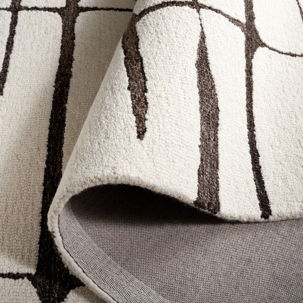 White and Brown Modern Design Rug-BIsha Rugs