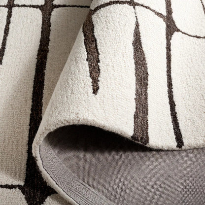 White and Brown Modern Design Rug-BIsha Rugs