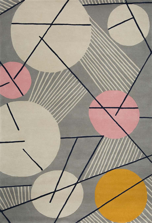 Futurist Seal Grey Color  Geometric Modern Design Hand-Tufted Rug-bisha-rugs