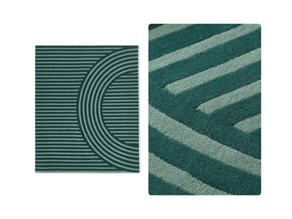 Teal Modern Geometric Design Hand-Tufted Area Rug