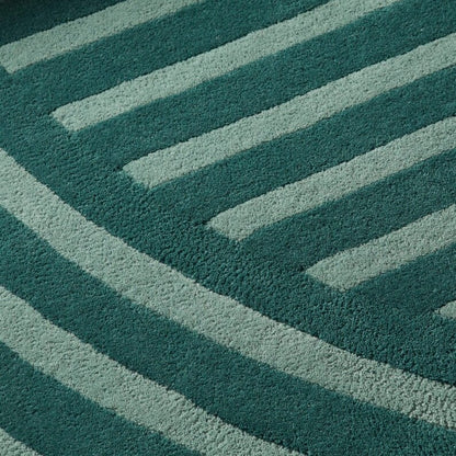 Teal Modern Geometric Design Hand-Tufted Area Rug