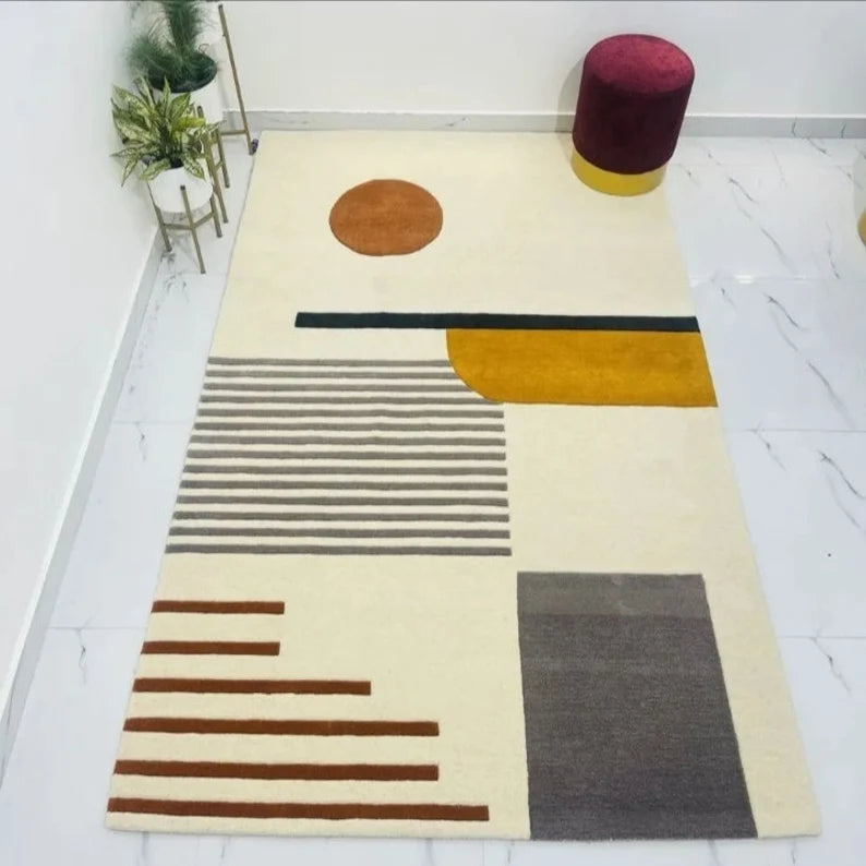 Modern Design Handmade Geometric Rug-Bisha Rugs
