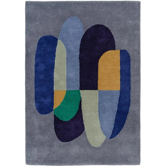 Modern Design Blue Color Hand-Tufted Rug-Bisha Rugs