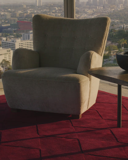 Deep Red Color Modern Hand Tufted Rug-Bisha Rugs