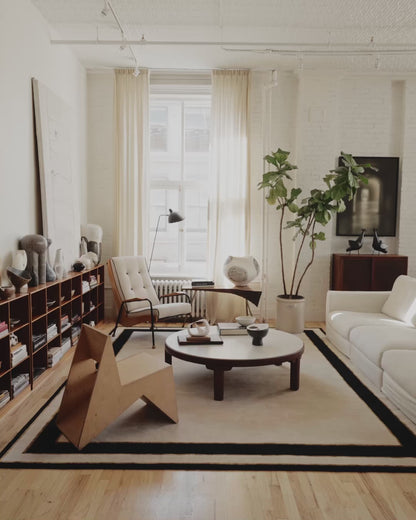 Glid Frame white and Black Tufted Rug-Bisha Rugs