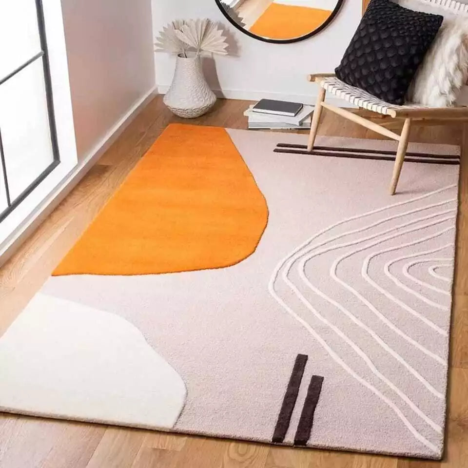 Classic Light Pink & Orange Design Hand-Tufted Rug-Bisha Rugs