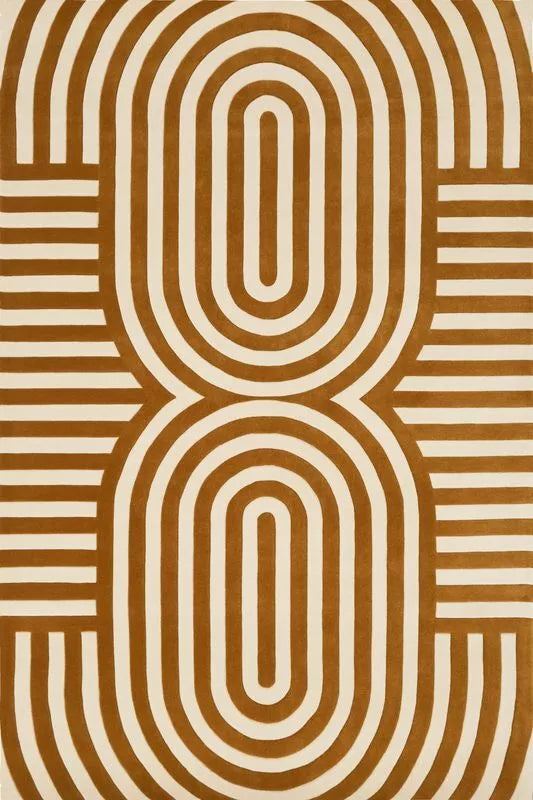 Mustard & White Color Modern Design Hand-Tufted Area Rug For Living Room-Bisha Rugs