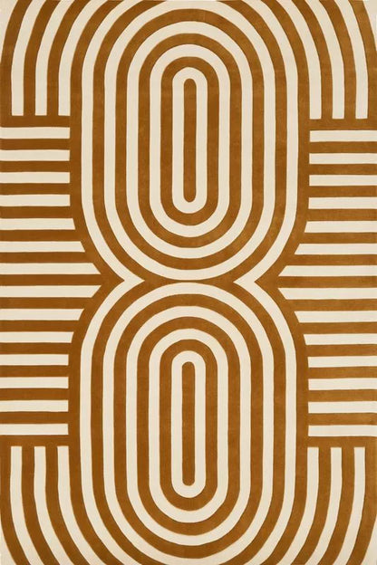 Mustard & White Color Modern Design Hand-Tufted Area Rug For Living Room-Bisha Rugs
