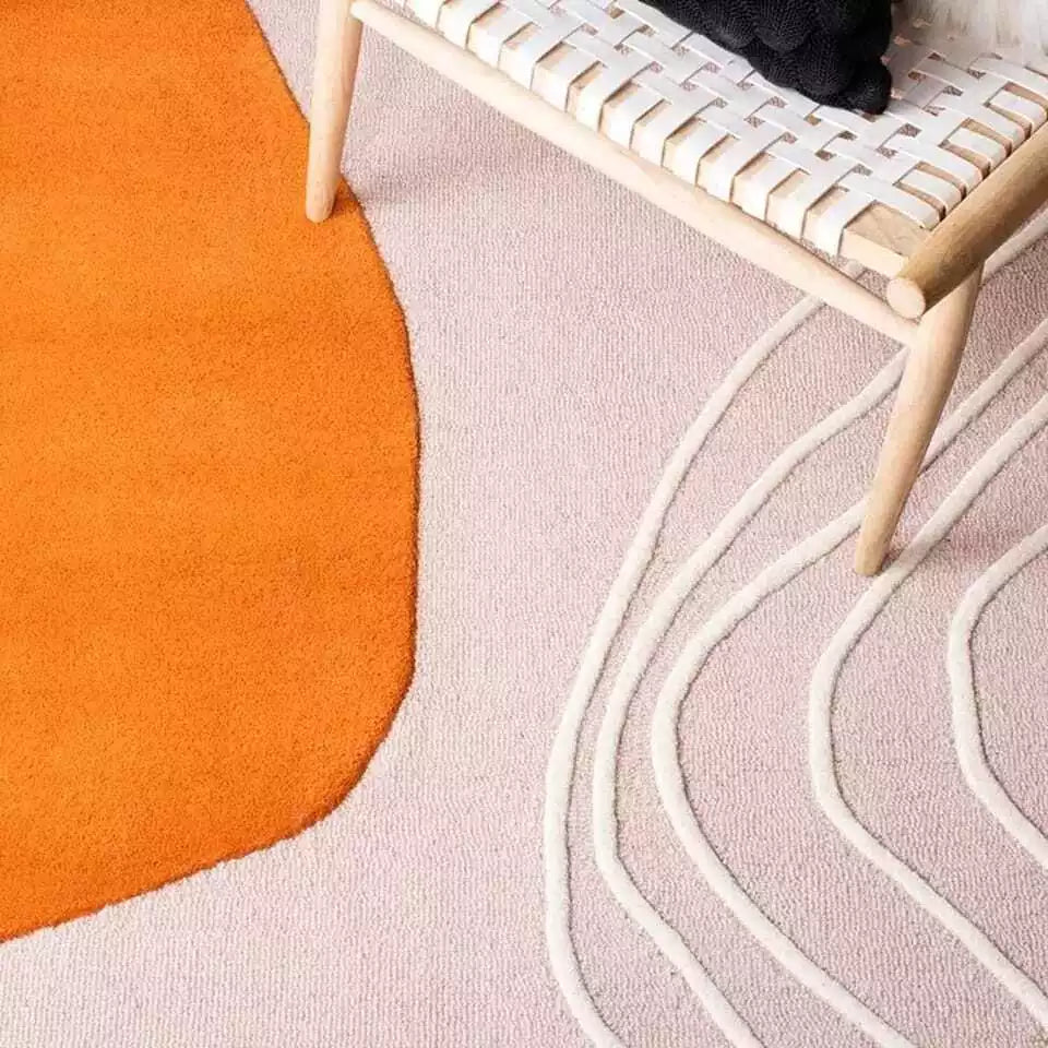 Classic Light Pink & Orange Design Hand-Tufted Rug-Bisha Rugs