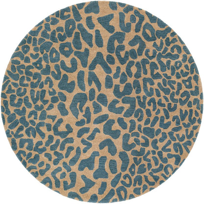 Blue and Peach Color Hand Tufted Round Rug-Bisha-Rugs