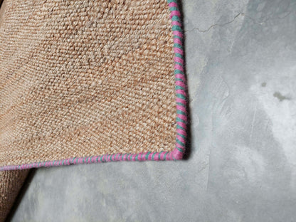 BENGAL CARNIVAL – NATURAL JUTE WITH GREEN & PINK RUGS