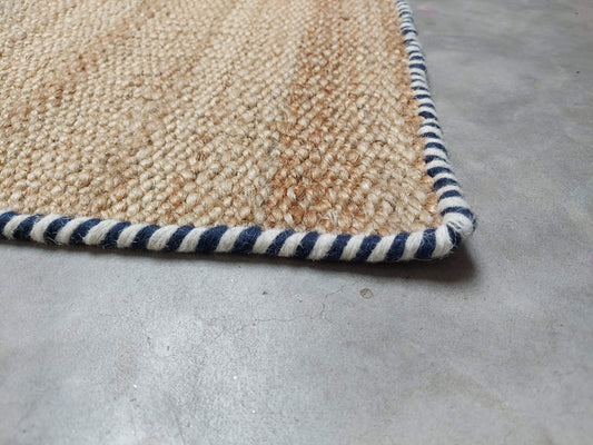 BENGAL CARNIVAL – NATURAL JUTE WITH NAVY & WHITE RUGS