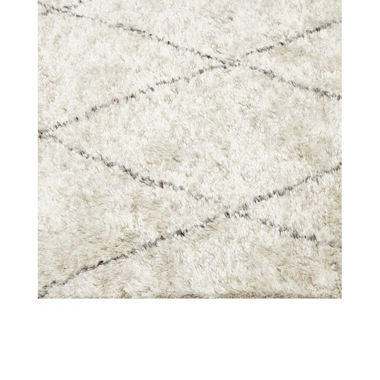 Black and White Straps Wool Area Rug