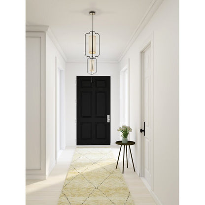 Black and White Straps Wool Area Rug